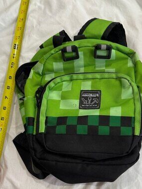 Official Minecraft Creeper Backpack Green Black Pixel Book Bag